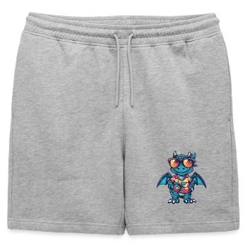 Dragon Comic Holiday - Short de survêtement homme premium - gris chiné - Devant - AI Model Male 178 light (178cm)