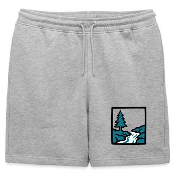 Logo de la nature de la forêt de la rivière - Short de survêtement homme premium - gris chiné - Devant - AI Model Male 178 light (178cm)