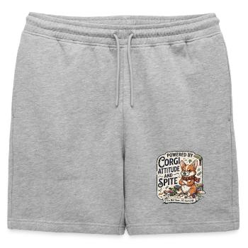 Attitude et Rancune Un Chien Drôle Powered By Corgi - Short de survêtement homme premium - gris chiné - Devant - AI Model Male 178 light (178cm)