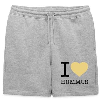 I LOVE HUMMUS - Mens' Premium Organic Sweatshorts - heather grey - Front - AI Model Male 178 light (178cm)