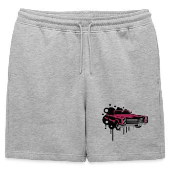 Graffiti de voitures anciennes - Short de survêtement homme premium - gris chiné - Devant - AI Model Male 178 light (178cm)