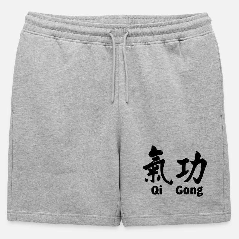 QI-Gong-Skript mit Text horizontal - Männer Premium Organic Sweatshorts - Grau meliert