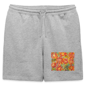 Living flower meadow in impression style - Mens' Premium Organic Sweatshorts - heather grey - Front - AI Model Male 178 light (178cm)