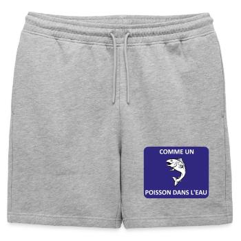 Comme un poisson dans l'eau - Short de survêtement homme premium - gris chiné - Devant - AI Model Male 178 light (178cm)
