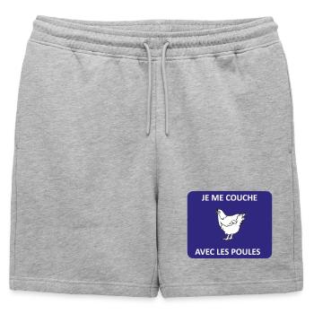 Je me couche avec les poules - Short de survêtement homme premium - gris chiné - Devant - AI Model Male 178 light (178cm)