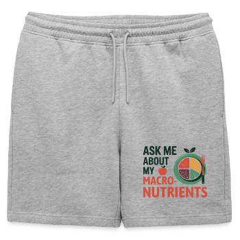 Demandez-moi des nouvelles de mon diététicienne spécialisée en macronutriments - Short de survêtement homme premium - gris chiné - Devant - AI Model Male 178 light (178cm)