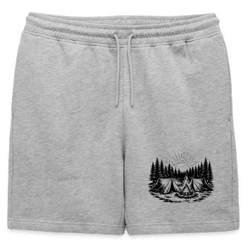 Paysage forestier de tentes de camping - Short de survêtement homme premium - gris chiné - Devant - AI Model Male 178 light (178cm)