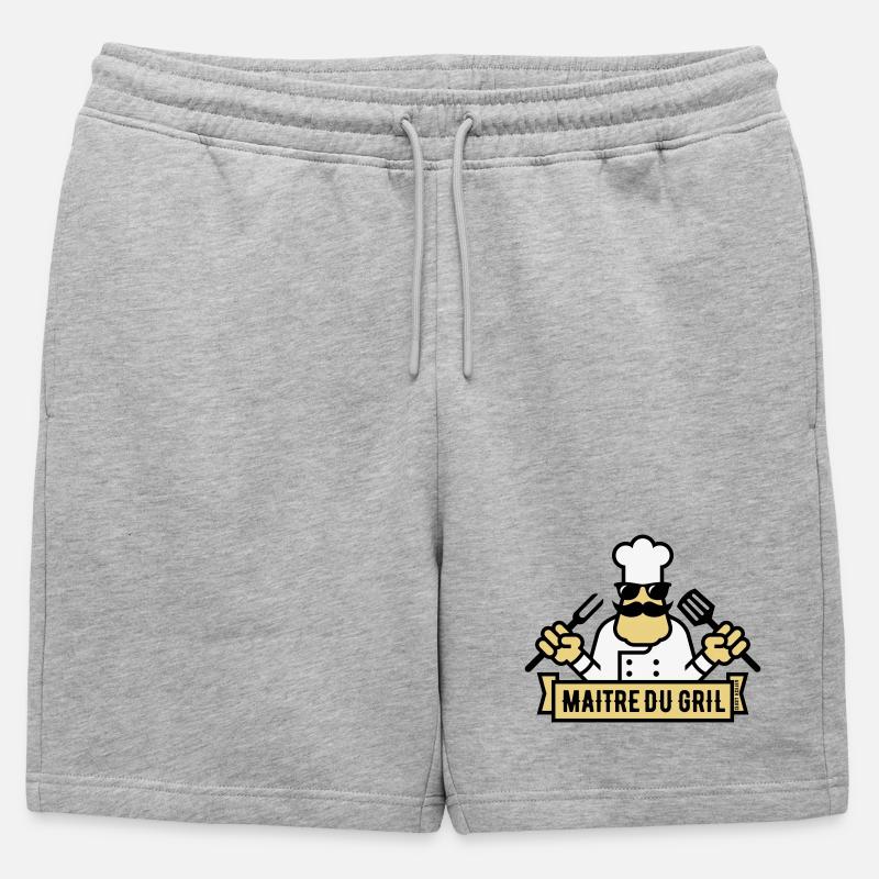 Grill Master (Grill / BBQ / BBQ / 3C) - Männer Premium Organic Sweatshorts - Grau meliert