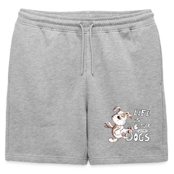 La vie de dessin animé Hunde EST meilleure avec les chiens - Short de survêtement homme premium - gris chiné - Devant - AI Model Male 178 light (178cm)