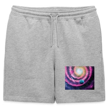 Galaxie rose - Short de survêtement homme premium - gris chiné - Devant - AI Model Male 178 light (178cm)