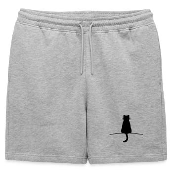 Chat chat minimal - Short de survêtement homme premium - gris chiné - Devant - AI Model Male 178 light (178cm)