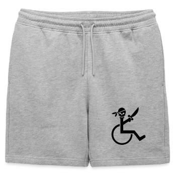 Pirate en fauteuil roulant # - Short de survêtement homme premium - gris chiné - Devant - AI Model Male 178 light (178cm)