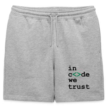 [ In code we trust ] - Short de survêtement homme premium - gris chiné - Devant - AI Model Male 178 light (178cm)