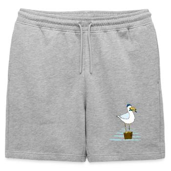 mouette - Short de survêtement homme premium - gris chiné - Devant - AI Model Male 178 light (178cm)