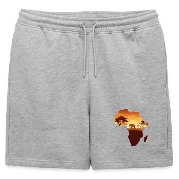 Carte du safari africain - Short de survêtement homme premium - gris chiné - Devant - AI Model Male 178 light (178cm)