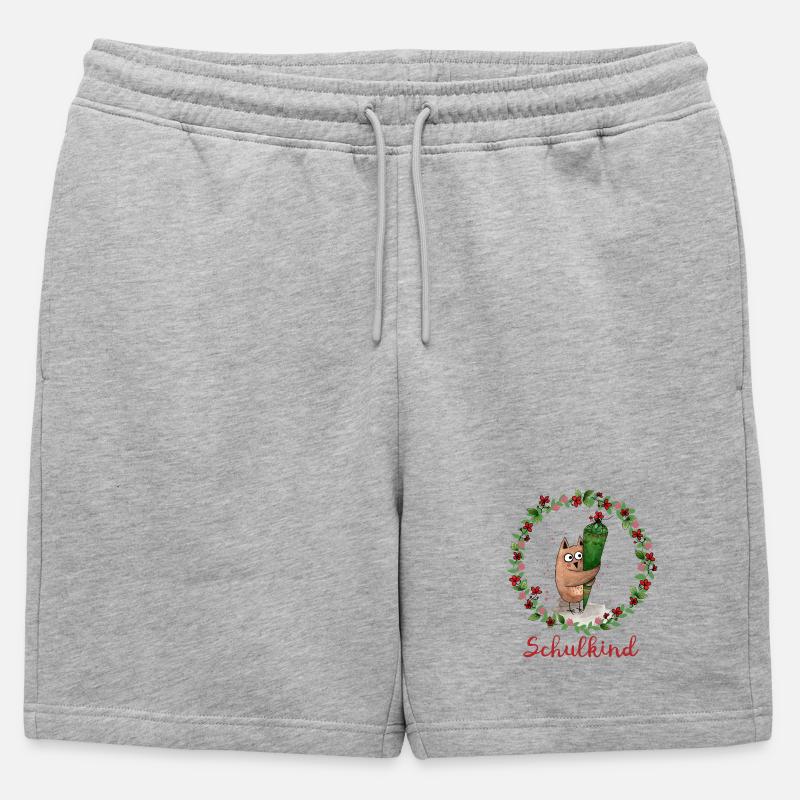 Schulkind Eule - Männer Premium Organic Sweatshorts - Grau meliert