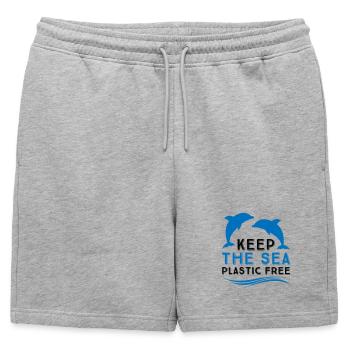 Protection de l’environnement en mer - Short de survêtement homme premium - gris chiné - Devant - AI Model Male 178 light (178cm)