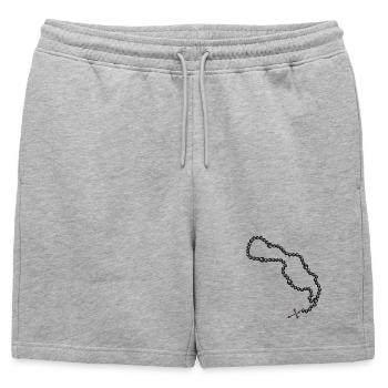 Dessin du chapelet avec croix et perles noires - Short de survêtement homme premium - gris chiné - Devant - AI Model Male 178 light (178cm)