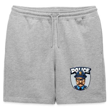 Policier, Police - Short de survêtement homme premium - gris chiné - Devant - AI Model Male 178 light (178cm)