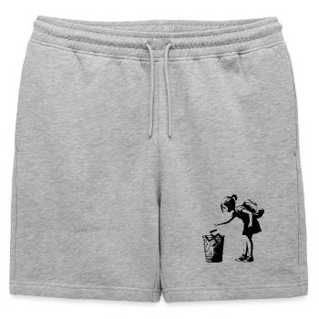Style artistique urbain Swastika Trash - Short de survêtement homme premium - gris chiné - Devant - AI Model Male 178 light (178cm)