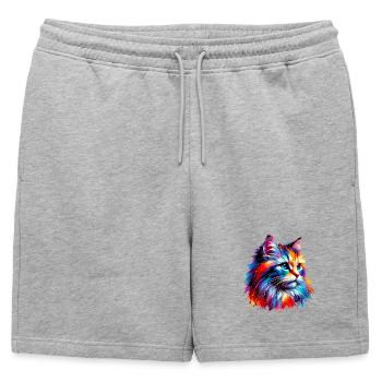 Chat - Short de survêtement homme premium - gris chiné - Devant - AI Model Male 178 light (178cm)