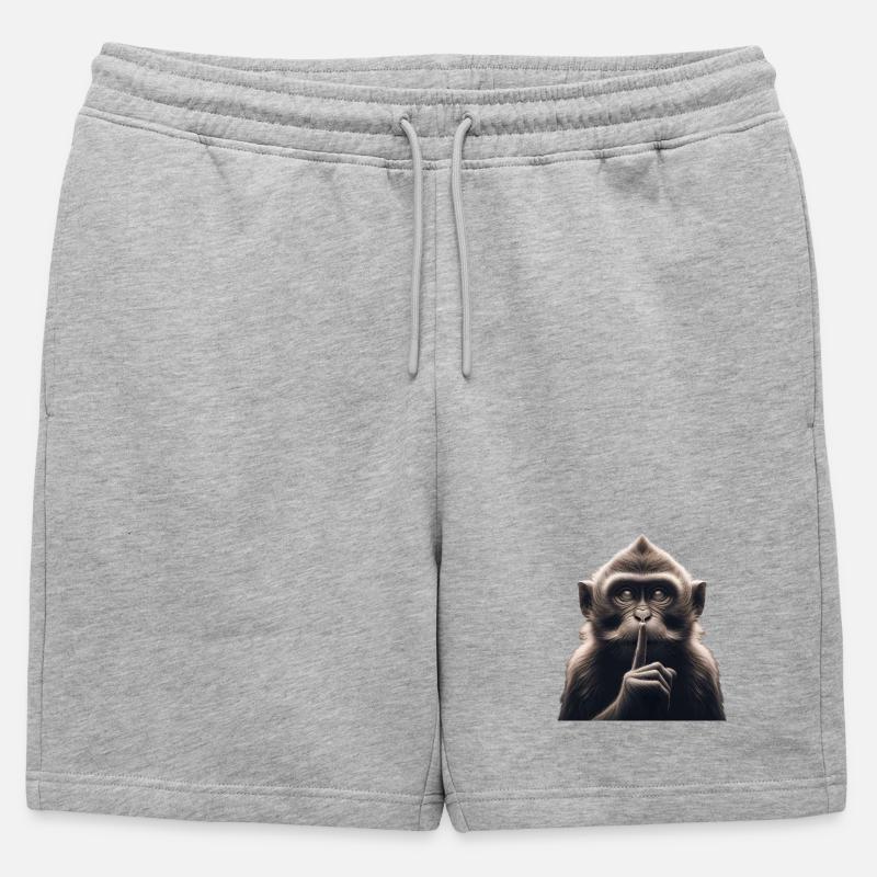 Ein schweigender Affe - Männer Premium Organic Sweatshorts - Grau meliert