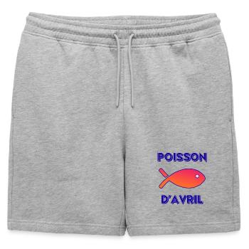 FISH. APRIL FOOL - Mens' Premium Organic Sweatshorts - heather grey - Front - AI Model Male 178 light (178cm)