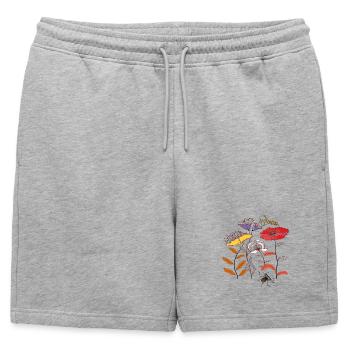 Fleurs de jardin avec des insectes - Short de survêtement homme premium - gris chiné - Devant - AI Model Male 178 light (178cm)