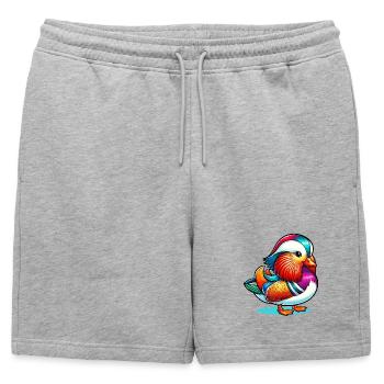 Canard mandarin - Short de survêtement homme premium - gris chiné - Devant - AI Model Male 178 light (178cm)