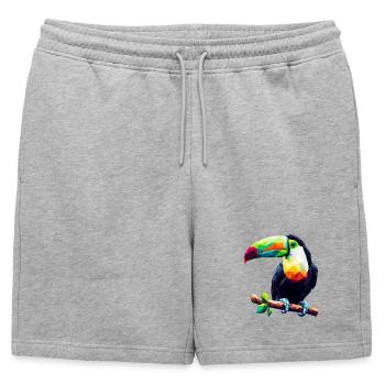 Polygonal toucan - Mens' Premium Organic Sweatshorts - heather grey - Front - AI Model Male 178 light (178cm)