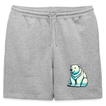 Ours blanc - Short de survêtement homme premium - gris chiné - Devant - AI Model Male 178 light (178cm)