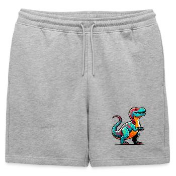 Dinosaur - Mens' Premium Organic Sweatshorts - heather grey - Front - AI Model Male 178 light (178cm)