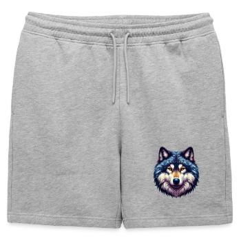 Loup - Short de survêtement homme premium - gris chiné - Devant - AI Model Male 178 light (178cm)