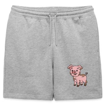 Cochon - Short de survêtement homme premium - gris chiné - Devant - AI Model Male 178 light (178cm)