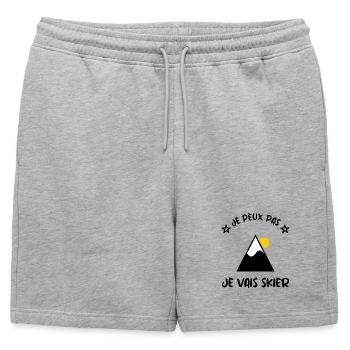 I CAN'T. SKI. SKI. RACKET. SNOW. SNOWBOARDING - Mens' Premium Organic Sweatshorts - heather grey - Front - AI Model Male 178 light (178cm)