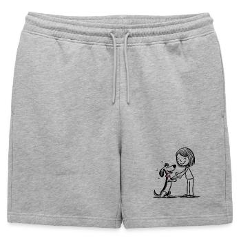 Qui joue avec le chien ! - Short de survêtement homme premium - gris chiné - Devant - AI Model Male 178 light (178cm)