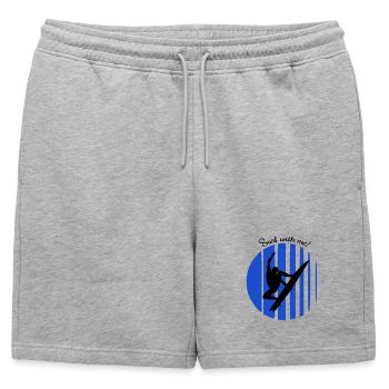 Surfeur - Short de survêtement homme premium - gris chiné - Devant - AI Model Male 178 light (178cm)