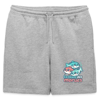 La team des morues kawaii - Short de survêtement homme premium - gris chiné - Devant - AI Model Male 178 light (178cm)