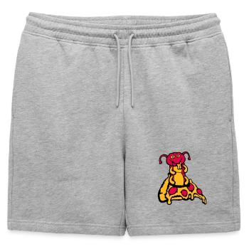 Caterpillar Eats Pizza Salami Hole Fromage Affamé Drôle - Short de survêtement homme premium - gris chiné - Devant - AI Model Male 178 light (178cm)