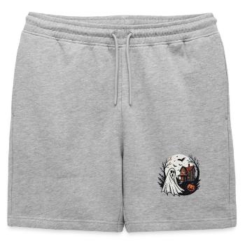 Fantome et Maison Hantée Nuit - Short de survêtement homme premium - gris chiné - Devant - AI Model Male 178 light (178cm)