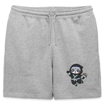 Raton laveur ninja en tenue de ninja - Short de survêtement homme premium - gris chiné - Devant - AI Model Male 178 light (178cm)