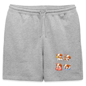 Chiots Cartoon Adorables et Tendres - Short de survêtement homme premium - gris chiné - Devant - AI Model Male 178 light (178cm)