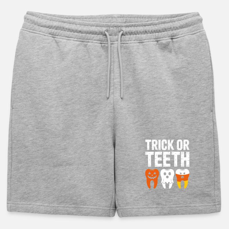 Trick oder Teeth Halloween-T-Shirt - Männer Premium Organic Sweatshorts - Grau meliert