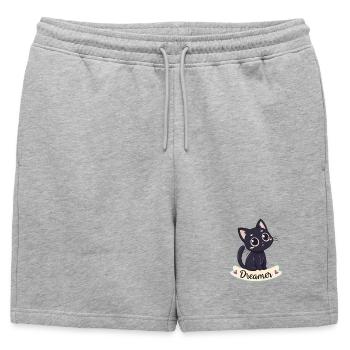 Chat Noir Reveur Kawaii - Short de survêtement homme premium - gris chiné - Devant - AI Model Male 178 light (178cm)