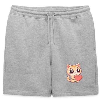 Chaton Coeur Doux - Short de survêtement homme premium - gris chiné - Devant - AI Model Male 178 light (178cm)
