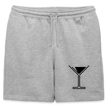 Cocktail / Verre cocktail / Martini – (Noir) - Short de survêtement homme premium - gris chiné - Devant - AI Model Male 178 light (178cm)