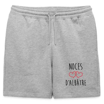 noces d'Albâtre 75 ans de mariage - Short de survêtement homme premium - gris chiné - Devant - AI Model Male 178 light (178cm)