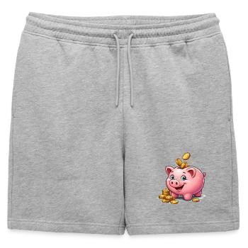 Or porte-bonheur de la tirelire - Short de survêtement homme premium - gris chiné - Devant - AI Model Male 178 light (178cm)