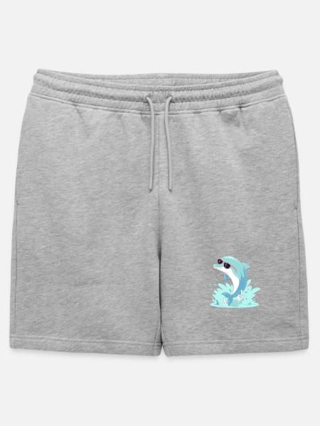 Delfin-Sommer-Pinkbrille - Männer Premium Organic Sweatshorts - Grau meliert
