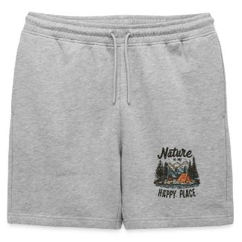 Camping, la nature dit que la nature est mon lieu de plaisir, campez - Short de survêtement homme premium - gris chiné - Devant - AI Model Male 178 light (178cm)
